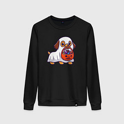 Свитшот хлопковый женский Halloween dog, цвет: черный