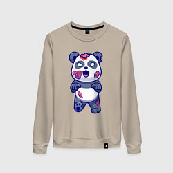 Свитшот хлопковый женский Зомби панда, цвет: миндальный