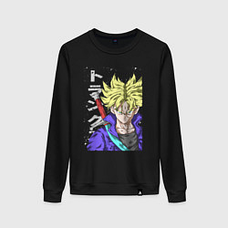 Свитшот хлопковый женский Драконий жемчуг Транкс из будущего, цвет: черный