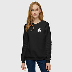 Свитшот хлопковый женский Символика рог Одина, цвет: черный — фото 2