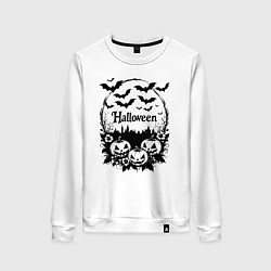 Свитшот хлопковый женский Хэллоуинское настроение, цвет: белый
