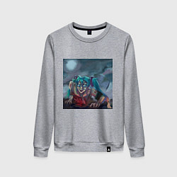 Свитшот хлопковый женский Halloween Miku zombie, цвет: меланж