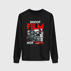 Свитшот хлопковый женский Снимай фильмы, цвет: черный