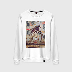 Свитшот хлопковый женский Насекомое исполин с соседней планеты, цвет: белый