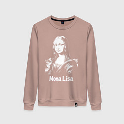 Свитшот хлопковый женский Мона Лиза белая, цвет: пыльно-розовый