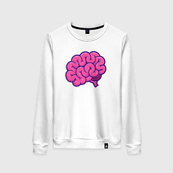 Свитшот хлопковый женский Pinky brain, цвет: белый