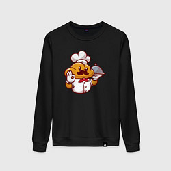 Свитшот хлопковый женский Повар батон, цвет: черный