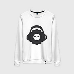 Свитшот хлопковый женский Логотип c лицом и шестернёй в наушниках, цвет: белый