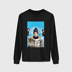 Свитшот хлопковый женский Один дома в Нью-Йорке, цвет: черный