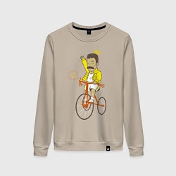 Свитшот хлопковый женский Фредди на велосипеде, цвет: миндальный