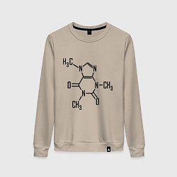 Свитшот хлопковый женский Кофеин формула, цвет: миндальный