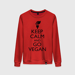 Свитшот хлопковый женский Keep Calm & Go Vegan, цвет: красный