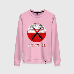 Свитшот хлопковый женский Pink Floyd: Trust us, цвет: светло-розовый