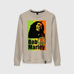 Свитшот хлопковый женский Bob Marley: Jamaica, цвет: миндальный