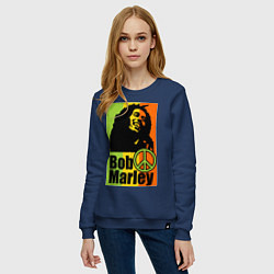 Свитшот хлопковый женский Bob Marley: Jamaica, цвет: тёмно-синий — фото 2