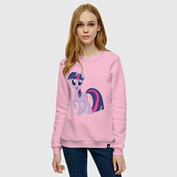 Свитшот хлопковый женский Пони Сумеречная Искорка, цвет: светло-розовый — фото 2