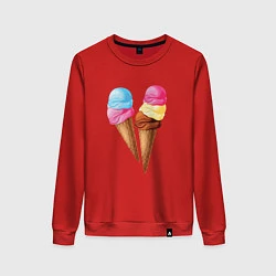 Свитшот хлопковый женский Мороженое, цвет: красный