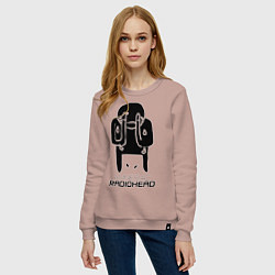 Свитшот хлопковый женский Radiohead, цвет: пыльно-розовый — фото 2