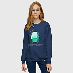 Свитшот хлопковый женский Minecraft Diamond, цвет: тёмно-синий — фото 2
