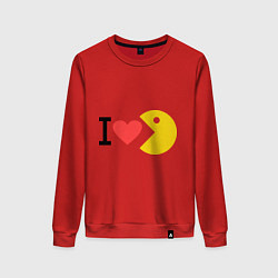 Свитшот хлопковый женский I love Packman, цвет: красный