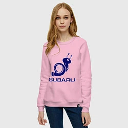 Свитшот хлопковый женский Subaru, цвет: светло-розовый — фото 2