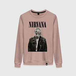 Свитшот хлопковый женский Kurt Cobain: Young, цвет: пыльно-розовый