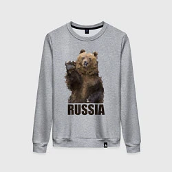 Свитшот хлопковый женский Russia: Poly Bear, цвет: меланж