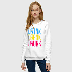 Свитшот хлопковый женский Drink Drank Drunk, цвет: белый — фото 2