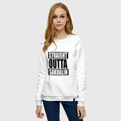 Свитшот хлопковый женский Straight Outta Sakhalin, цвет: белый — фото 2