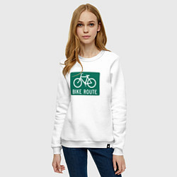 Свитшот хлопковый женский Дорога для велосипедистов, цвет: белый — фото 2