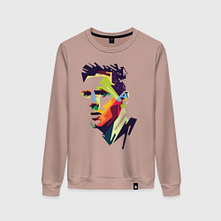 Свитшот хлопковый женский Lionel Messi: fun-art, цвет: пыльно-розовый