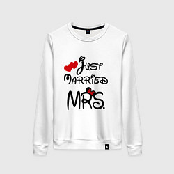 Свитшот хлопковый женский Just married Mrs, цвет: белый