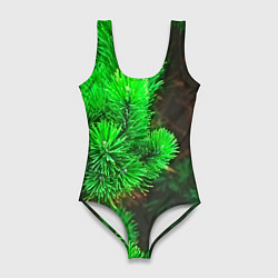 Купальник-боди 3D женский Зелёная ель, цвет: 3D-принт