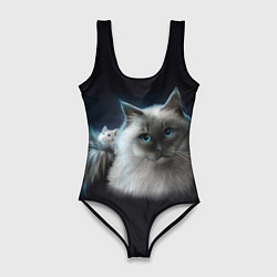 Купальник-боди 3D женский Кошка и мышка, цвет: 3D-принт
