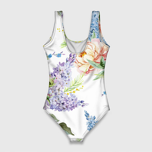 Женский купальник-боди Сирень и Пионы / 3D-принт – фото 2