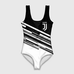 Купальник-боди 3D женский FC Juventus: B&W Line, цвет: 3D-принт
