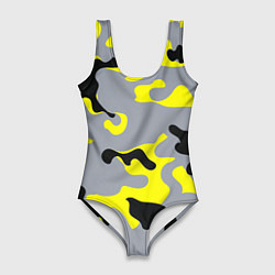 Женский купальник-боди Yellow & Grey Camouflage