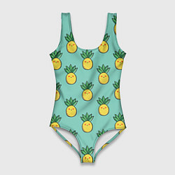 Купальник-боди 3D женский Веселые ананасы, цвет: 3D-принт