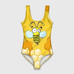 Купальник-боди 3D женский Веселая пчелка, цвет: 3D-принт
