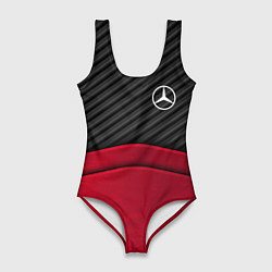 Купальник-боди 3D женский Mercedes Benz: Red Carbon, цвет: 3D-принт