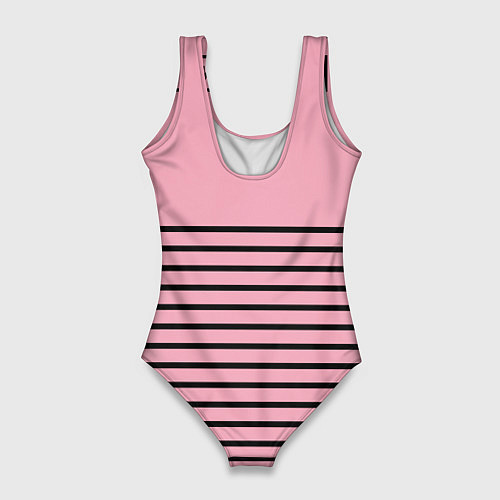 Женский купальник-боди Black Pink: Black Stripes / 3D-принт – фото 2