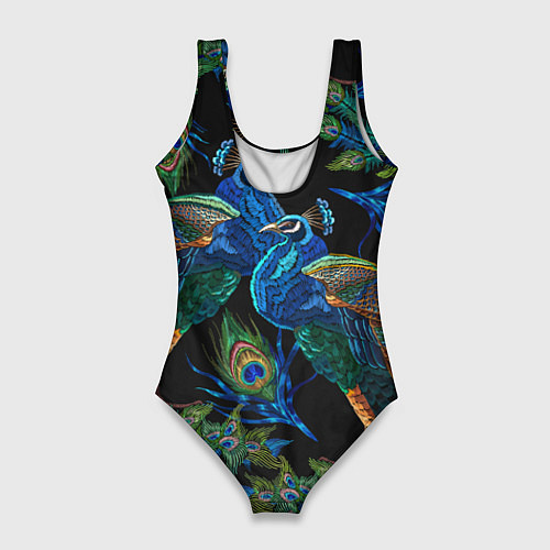 Женский купальник-боди Павлины - вышивка гладью / 3D-принт – фото 2