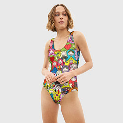 Купальник-боди 3D женский Весёлые матрешки, цвет: 3D-принт — фото 2