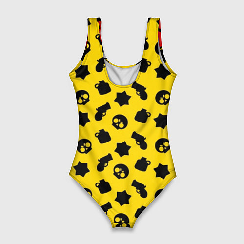 Женский купальник-боди Brawl Stars: Yellow & Black / 3D-принт – фото 2