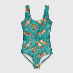 Женский купальник-боди Весёлые выдры - семейство