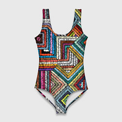 Купальник-боди 3D женский Этнический орнамент вышивка, цвет: 3D-принт