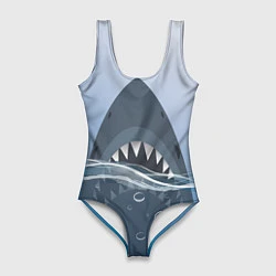 Купальник-боди 3D женский Акула под водой, цвет: 3D-принт