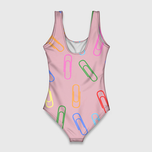 Женский купальник-боди Скрепки на пыльно розовом / 3D-принт – фото 2