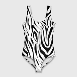 Женский купальник-боди Черно-белая зебра