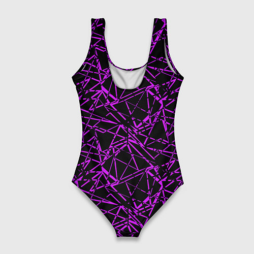 Женский купальник-боди Фиолетово-черный абстрактный узор / 3D-принт – фото 2